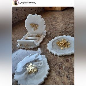 White&Gold Resin Coasters